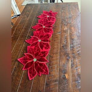 Holiday Red Poinsettia Table Runner